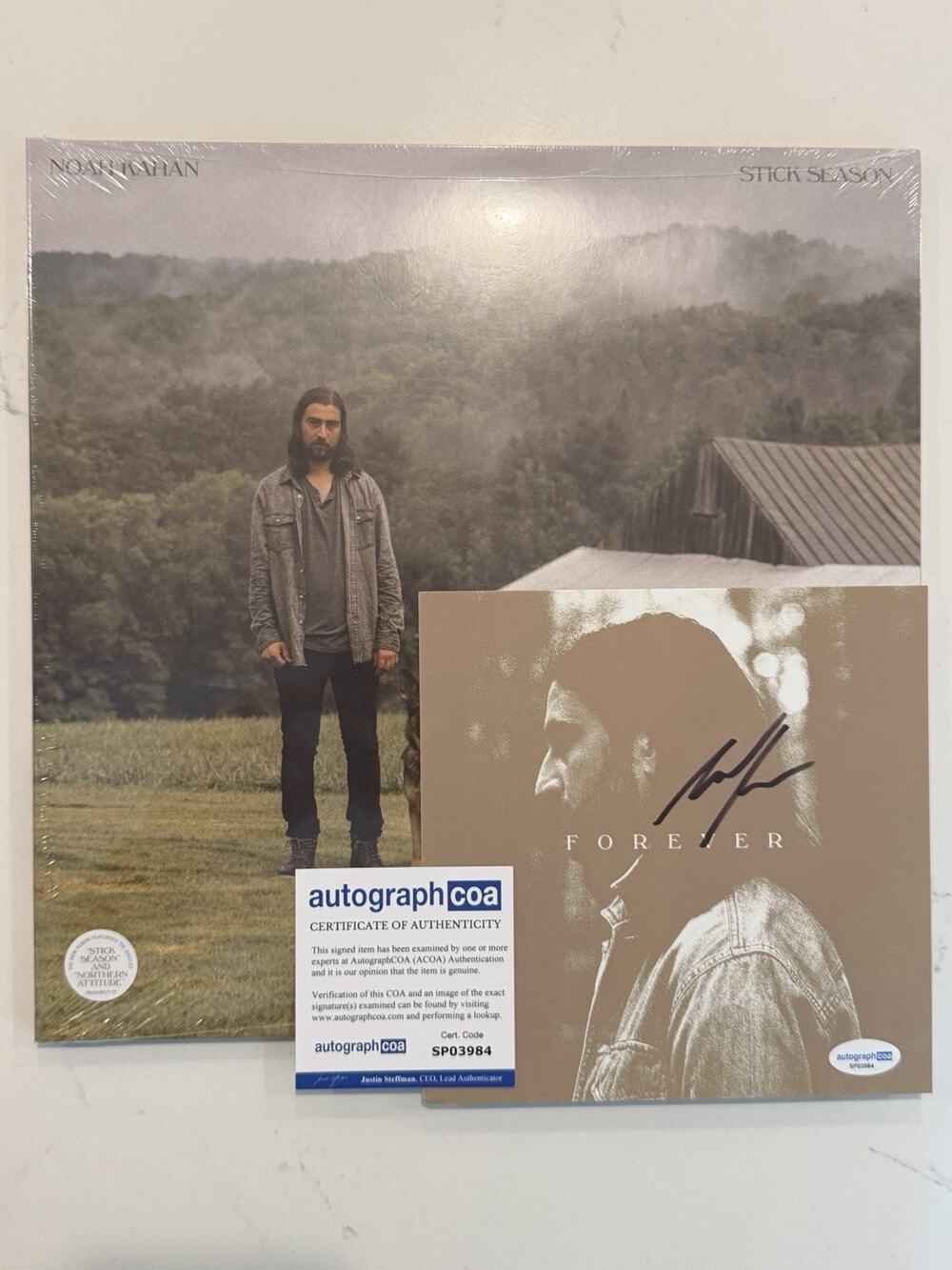 Noah Kahan Stick Season Black 2lp Vinyl with COA Signed 7” print AUTOGRAPHED #2